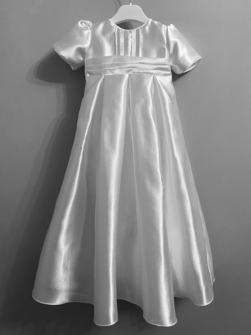 White Satin Unisex Christening Gown. Made in the UK.