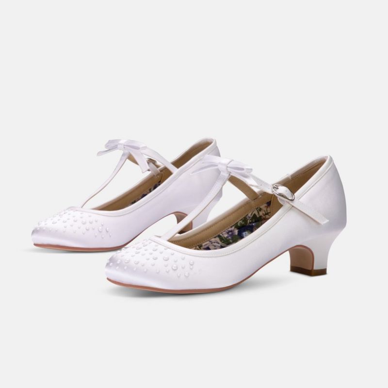 Hope Communion Shoes. Communion Shoes with heel & pearls