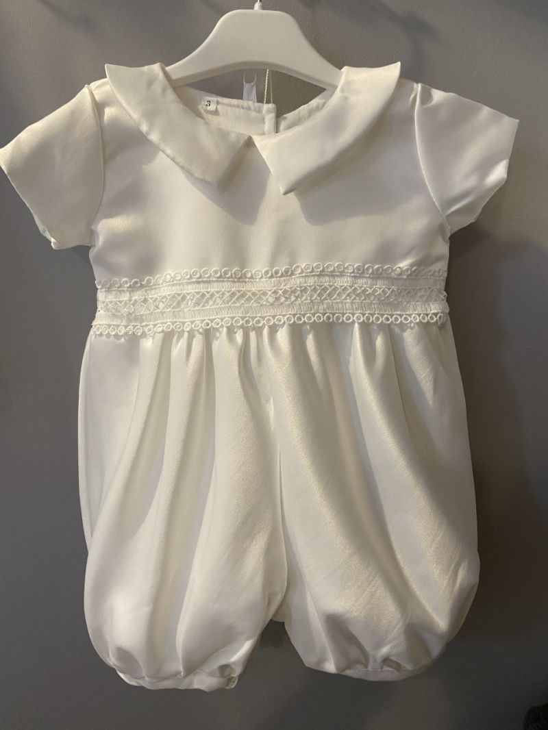 Boys Christening Romper by Linzi Jay - Soft Ivory Romper