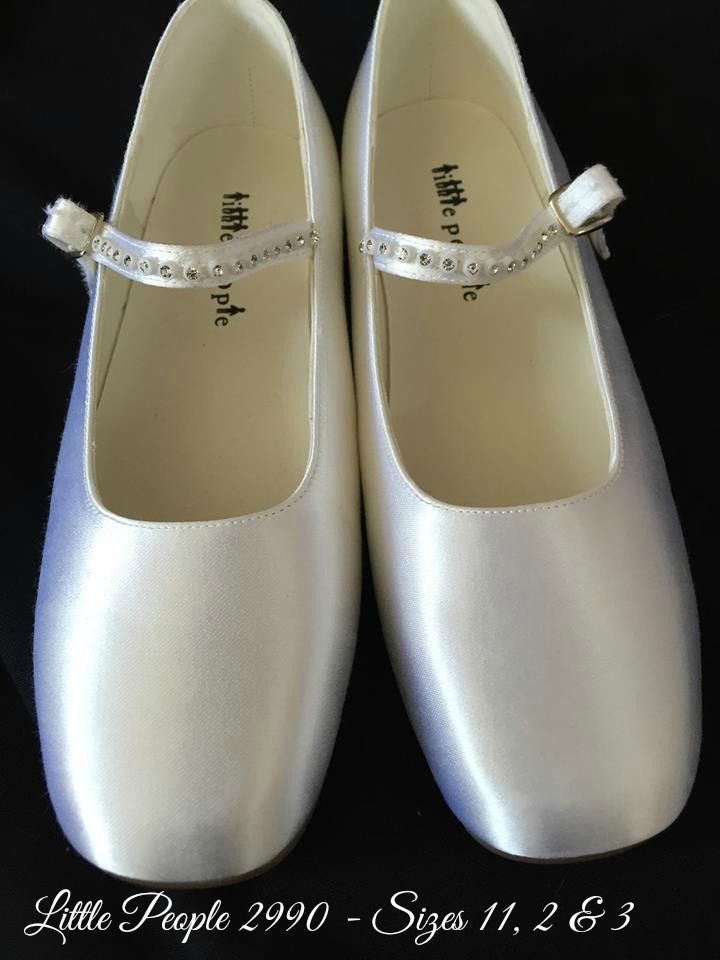 Girls Plain White Satin Communion Shoes 