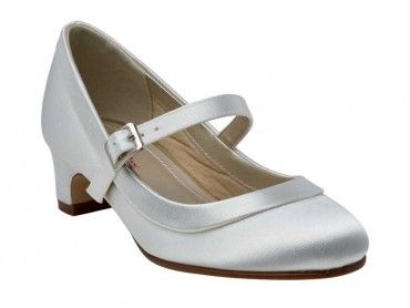 Plain White Satin First Communion Shoes 